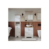 Roomart Lavabolu Mat Beyaz Mdf 60 Cm Çekmeceli Banyo Dolabı + Aynalı Banyo Üst Dolabı + Boy Dolabı