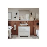 Roomart Lavabolu Mat Beyaz Mdf 80 Cm Çekmeceli Banyo Dolabı + Aynalı Üst Dolabı