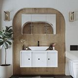 Roomart Lavabolu Mat Mdf 105 Cm Çekmeceli Banyo Dolabı + Aynalı Üst Dolabı Beyaz