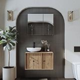 Roomart Lavabolu Mat Mdf 75 Cm Çekmeceli Banyo Dolabı + Aynalı Üst Dolabı Atlantik Çam
