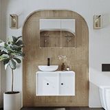 Roomart Lavabolu Mat Mdf 75 Cm Çekmeceli Banyo Dolabı + Aynalı Üst Dolabı Beyaz