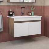 Roomart '' Lavabolu '' Mat Mdf 80 cm Banyo Alt Dolabı - Atlantik Çam - Beyaz