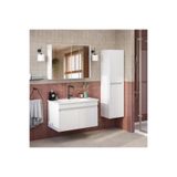 ROOMART '' Lavabolu '' Mat Mdf 80 Cm Banyo Alt Dolabı + Aynalı Üst Dolabı + Banyo Boy Dolabı , Banyo Dolabı Seti