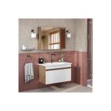 ROOMART '' Lavabolu '' Mat Mdf 80 Cm Banyo Alt Dolabı + Aynalı Üst Dolabı , Banyo Dolabı Takımı