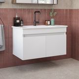 Roomart '' Lavabolu '' Mat Mdf 80 cm Banyo Alt Dolabı - Beyaz