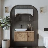 Roomart Lavabolu Mat Mdf 90 Cm Çekmeceli Banyo Dolabı + Aynalı Üst Dolabı Atlantik Çam