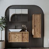 Roomart Lavabolu Mat Mdf 90 Cm Çekmeceli Banyo Dolabı + Aynalı Üst Dolabı + Boy Dolabı Atlantik Çam