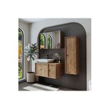 Roomart Lavabolu Mat Mdf 90 cm Çekmeceli Banyo Dolabı + Aynalı Üst Dolabı + Boy Dolabı
