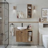 Roomart Lavabolu Mdf 65 cm Lotus Çekmeceli Banyo Dolabı + Aynalı Üst Dolabı - Atlantik Çam