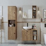 Roomart Lavabolu Mdf 65 Cm Lotus Cekmeceli Banyo Dolabi + Aynali Ust Dolabi + Banyo Boy Dolabi