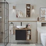 Roomart Lavabolu Mdf 65 Cm Lotus Çekmeceli Banyo Dolabı ve Aynalı Üst Dolabı Çam