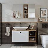 Roomart Lavabolu Mdf 95 Cm Lotus Çekmeceli Banyo Dolabı + Aynalı Üst Dolabı Beyaz