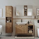 Roomart Lavabolu Mdf 95 Cm Lotus Çekmeceli Banyo Dolabı ve Aynalı Üst Dolabı ve Banyo Boy Dolabı Beyaz