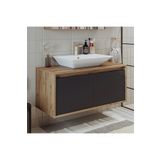 Roomart Ld7 Ayaksiz 2 Kapakli Lavabolu Ahsap-Antrasit Mdf 100 Cm Banyo Dolabi