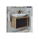 Roomart Ld7 Ayaksiz 2 Kapakli Lavabolu Ahsap-Antrasit Mdf 65 Cm Banyo Dolabi