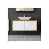 Roomart Ld7 Ayaksiz 2 Kapakli Lavabolu Ahsap-Mat Beyaz Mdf 100 Cm Banyo Dolabi