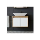 Roomart Ld7 Ayaksiz 2 Kapakli Lavabolu Ahsap-Mat Beyaz Mdf 65 Cm Banyo Dolabi