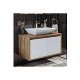 ROOMART Ld7 Ayaksız 2 Kapaklı Lavabolu Ahşap-mat Beyaz Mdf 85 Cm Banyo Dolabı