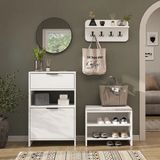 Roomart Lena Vestiyer Takımı Askılıklı, Ayakkabılık Dolabı, Modüler, Aynalı Portmanto Takımı - Beyaz