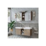 ROOMART Likya 2 Kapaklı Ve Açık Raflı Mdflam 2 Lavabolu 120 Cm Banyo Alt Dolabı Üst Dolabı