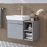 Roomart Likya Ayaksız Tek Kapaklı Açık Raflı Lavabolu 72 Cm Banyo Dolabı Alt, Lavabolu Alt Banyo Dolabı Kül Gri Beyaz