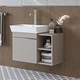 Roomart Likya Ayaksız Tek Kapaklı Açık Raflı Lavabolu 72 Cm Banyo Dolabı Alt, Lavabolu Alt Banyo Dolabı Kumtaşi Beyaz