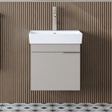 Roomart Likya Ayaksız Tek Kapaklı Lavabolu 49 cm Banyo Dolabı Alt, Mini Lavabolu Alt Banyo Dolabı - Kum Taşı