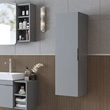 Roomart Likya Banyo Dolabı Mat Mdflam 114 Cm Banyo Boy Dolabı Kül Gri Beyaz