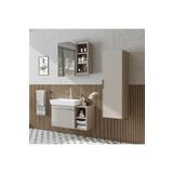 ROOMART Likya Kapaklı Açık Raflı Mdflam Lavabolu 82 Cm Banyo Alt Dolabı +Banyo Üst Dolabı + Banyo Boy Dolabı