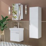 Roomart Likya Kapaklı Lavabolu 50 Cm Banyo Alt Dolabı + Üst Dolabı + Banyo Boy Dolabı Beyaz
