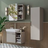 Roomart Likya Kapaklı ve Açık Raflı Mdflam Lavabolu 72 cm Banyo Alt Dolabı + Üst Dolabı + Banyo Boy Dolabı - Kum Taşı