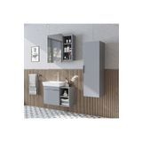 ROOMART Likya Kapaklı ve Açık Raflı Mdflam Lavabolu 72 Cm Banyo Alt Dolabı + Üst Dolabı + Banyo Boy Dolabı