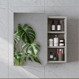 Roomart Likya Kulpsuz Tek Kapaklı Açık Raflı Aynalı Mdflam 70 cm Aynalı Banyo Üst Dolabı - Kum Taşı