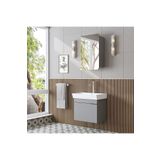ROOMART Likya Lavabolu Banyo Dolabı Takımı, Mdflam Tek Kapaklı Lavabolu 59 Cm Banyo Alt Dolabı + Üst Dolabı
