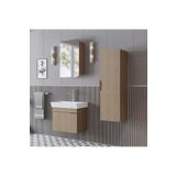 ROOMART Likya Mdflam Kapaklı Lavabolu 60 Cm Banyo Alt Dolabı + Banyo Üst Dolabı + Banyo Boy Dolabı