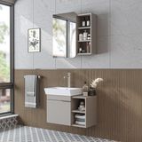 Roomart Likya Mdflam Lavabolu Banyo Dolabı Takımı, 72 cm Lavabolu Banyo Alt Dolabı + Üst Dolabı - Kum Taşı
