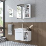 Roomart Likya Mdflam Lavabolu Banyo Dolabı Takımı, 72 cm Lavabolu Banyo Alt Dolabı + Üst Dolabı - Mat Beyaz