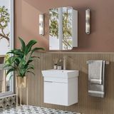 Roomart Likya Mdflam Tek Kapaklı Lavabolu 49 Cm Banyo Dolabı + Üst Dolabı, Mini Lavabolu Banyo Dolabı Takımı Beyaz