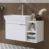 Roomart Likya Tek Kapaklı Açık Raflı Lavabolu 82 Cm Banyo Dolabı Alt, Lavabolu Alt Banyo Dolabı Beyaz