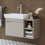 Roomart Likya Tek Kapaklı Açık Raflı Lavabolu 82 cm Banyo Dolabı Alt, Lavabolu Alt Banyo Dolabı - Kum Taşı