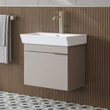 Roomart Likya Tek Kapaklı Lavabolu 59 cm Banyo Dolabı Alt, Lavabolu Banyo Alt Dolabı - Kum Taşı