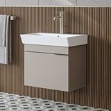 Roomart Likya Tek Kapaklı Lavabolu 59 Cm Banyo Dolabı Alt, Lavabolu Banyo Alt Dolabı Kumtaşi Beyaz