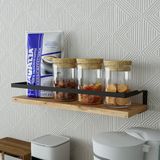 Roomart Metal Çerçeveli Baharatlık Çok Amaçlı Banyo ve Mutfak Duvar Rafı Atlantik Çam - Ahşap Rengi