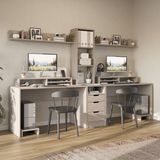 Roomart Mode 3 Çekmeceli Kesonlu Çalışma Masası , Raflı Monitör Standlı Çalışma Ofis Masası , Bilgisayar Masası , 2 Adet Raflı Çalışma Masası - Kum Beji