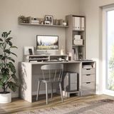 Roomart Mode Kitaplıklı ve Raflı Çalışma Masası , Çalışma Ofis Masası , Bilgisayar Masası, Çekmeceli Çalışma Masası