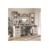 Roomart Mode Kitaplıklı ve Raflı Çalışma Masası , Raflı Monitör Standlı Çalışma Ofis Masası , Bilgisayar Masası, 2 Adet 3 Çekmeceli Kesonlu Çalışma Masası