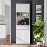 Roomart Napoli Çok Amaçlı Beyaz Dolap Kiler Dolabı 180 cm Kitaplık Mutfak Dolabı 1 Çekmeceli