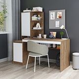 Roomart Nora Bilgisayar Masası, Raflı Çalışma Masası , Çalışma Ofis Masası Sol Dolaplı, Bilgisayar Masasıatlantik Çam Beyaz