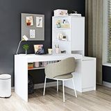 Roomart Nora Rafli Çalişma Masasi , Çalişma Ofis Masasi Sağ Dolapli, Bilgisayar Masasi Mat Beyaz