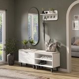 Roomart Nord Vestiyer Takımı Askılıklı, Kapaklı Bench, Kapaksız Bench, Modüler, Oval Aynalı Portmanto Takımı - Beyaz